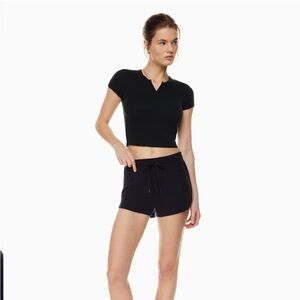 Black waffle Cropped Top